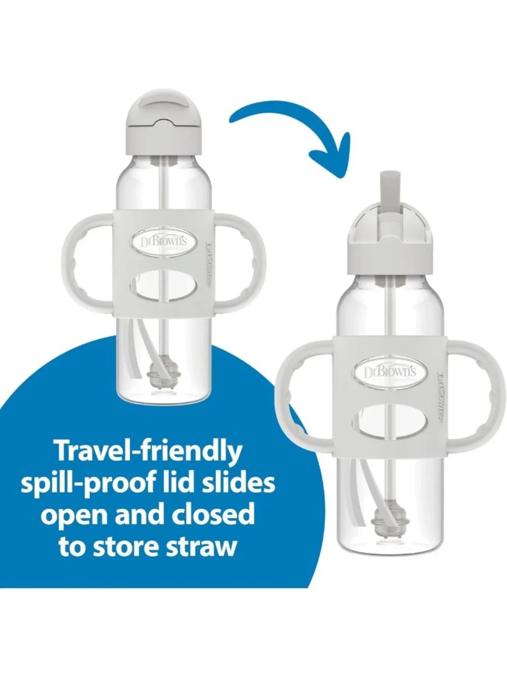Anti-Colic Baby Bottle Gift Set with Sippy Straw, Pacifiers, Travel Caps & Brush